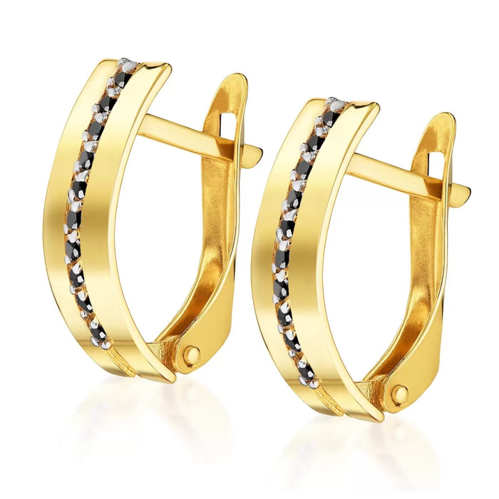 Cercei Mona Aur 8K cu Pietre Negre