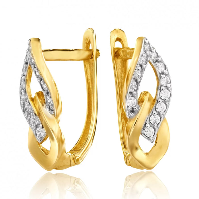 Cercei Aur 8K cu Pietre Albe