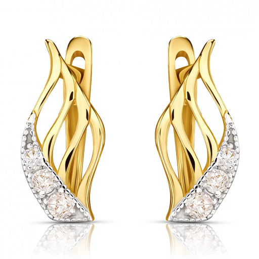 Cercei Aur 8K cu Pietre Albe