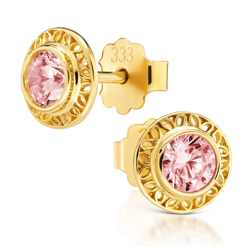 Cercei din Aur 8K cu Zirconiu Roz