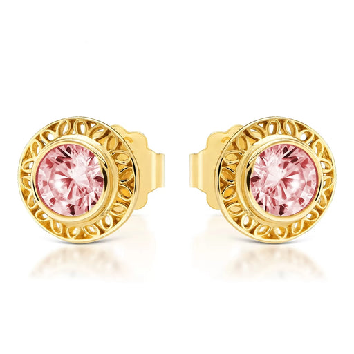 Cercei din Aur 8K cu Zirconiu Roz