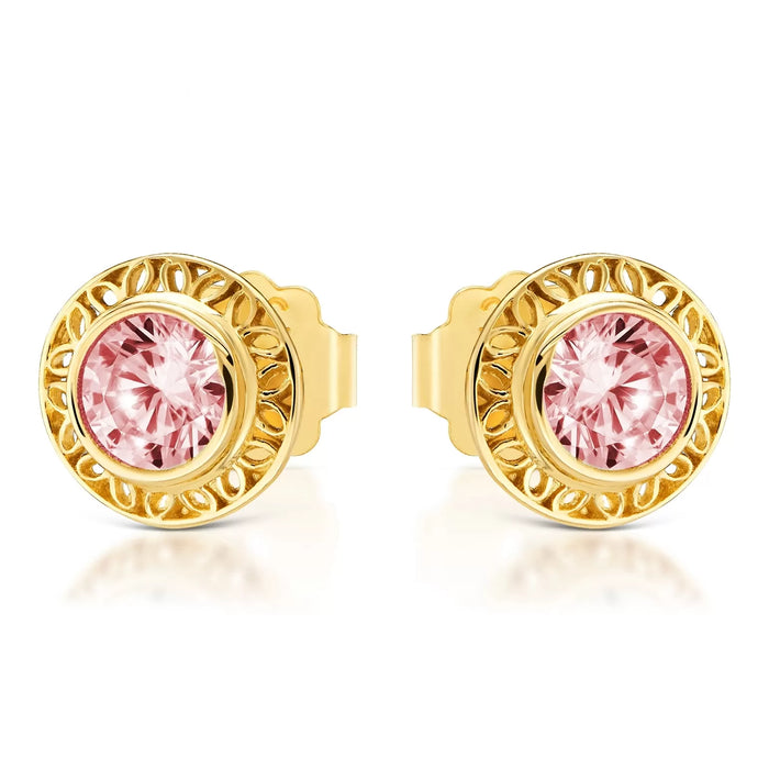 Cercei din Aur 8K cu Zirconiu Roz