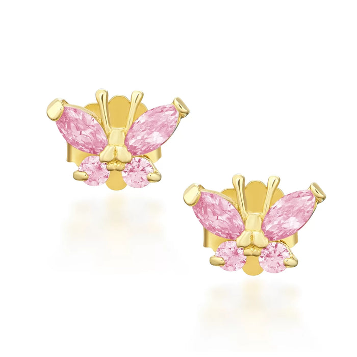 Cercei Fluturi din Aur 8K Roz Deschis