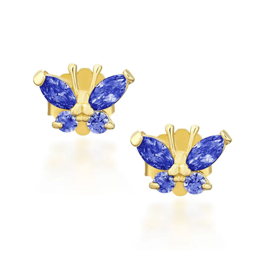 Cercei Aur 8K Fluturi Albaștri