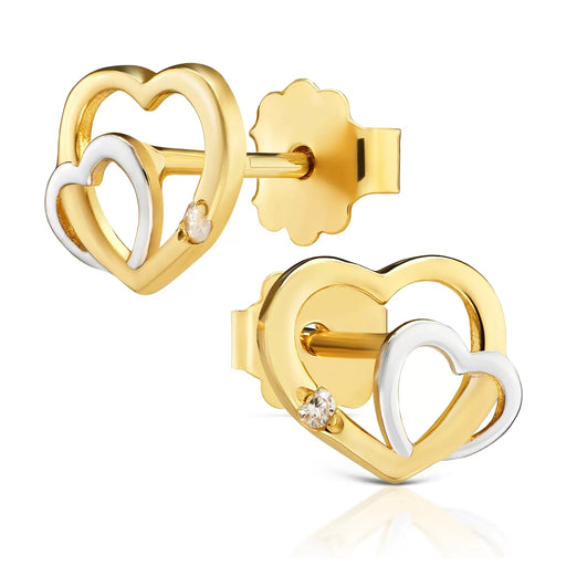 Cercei Aur 8K Dubli Inimioare cu Zirconiu