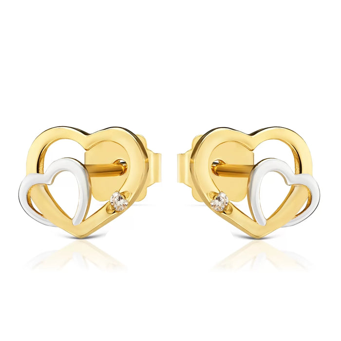 Cercei Aur 8K Dubli Inimioare cu Zirconiu