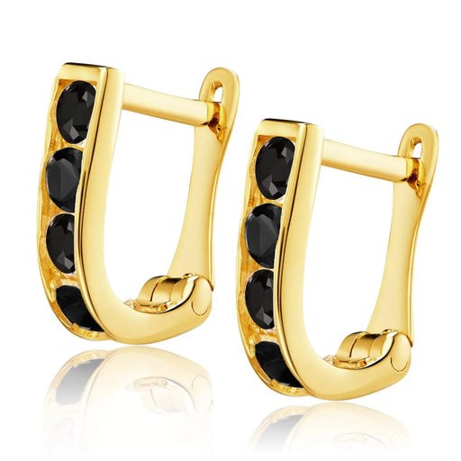 Cercei Aur 8K Dreptunghiuri Dublu Negre