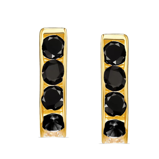Cercei Aur 8K Dreptunghiuri Dublu Negre
