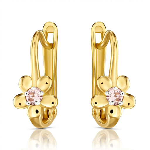 Cercei Aur 8K Flowers Roz Deschis