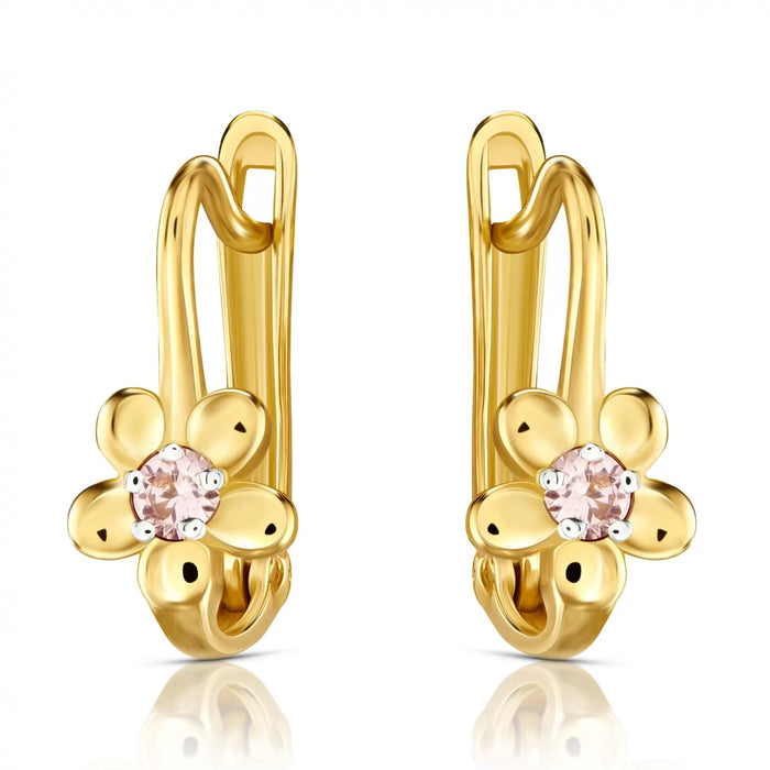 Cercei Aur 8K Flowers Roz Deschis