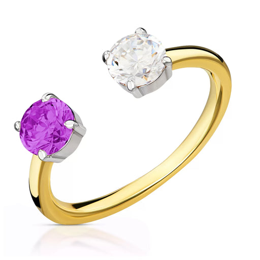 Inel din Aur 8K cu Zirconiu Alb și Violet Galaxy 1.1015f