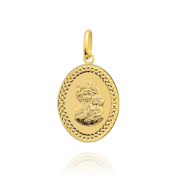 Medalion Oval Aur 14k cu Fecioara Maria si Iisus Hristos