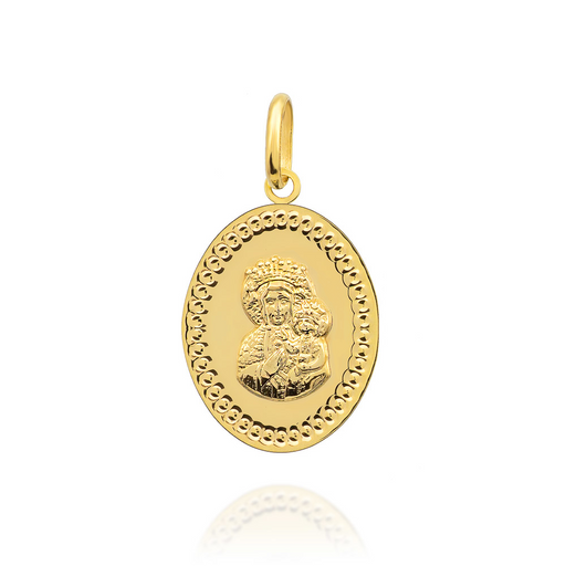 Medalion Oval Aur 14k cu Fecioara Maria si Iisus Hristos