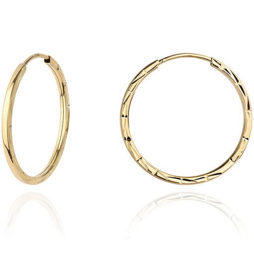 Cercei Creolă Rotunzi din Aur 14K, Fațetați, 2,2 cm