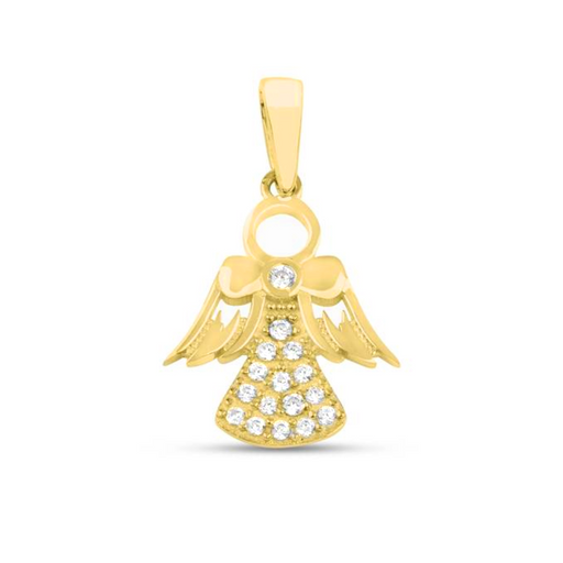 Pandantiv Aur 14k cu Ingeras si Zirconii Albe