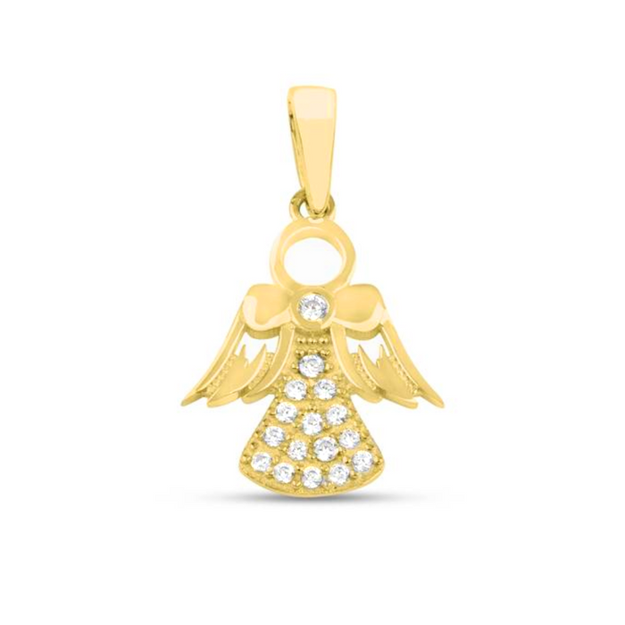 Pandantiv Aur 14k cu Ingeras si Zirconii Albe