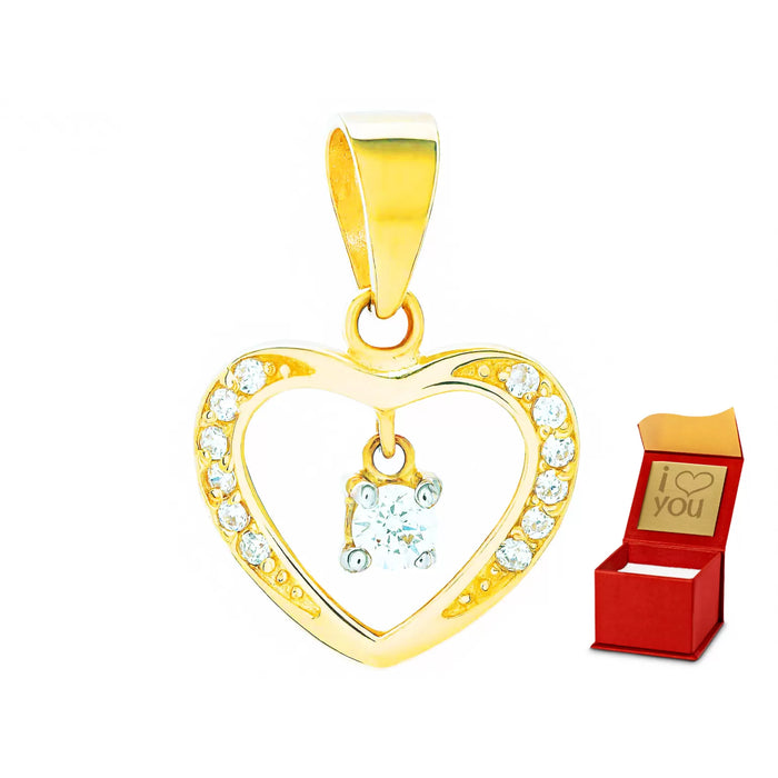 Pandantiv Aur 8K Inimă cu Zirconii