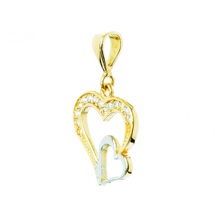 Pandantiv Elegant din Aur 8K în Formă de Inimă, cu Zirconii Albe - 2.1181