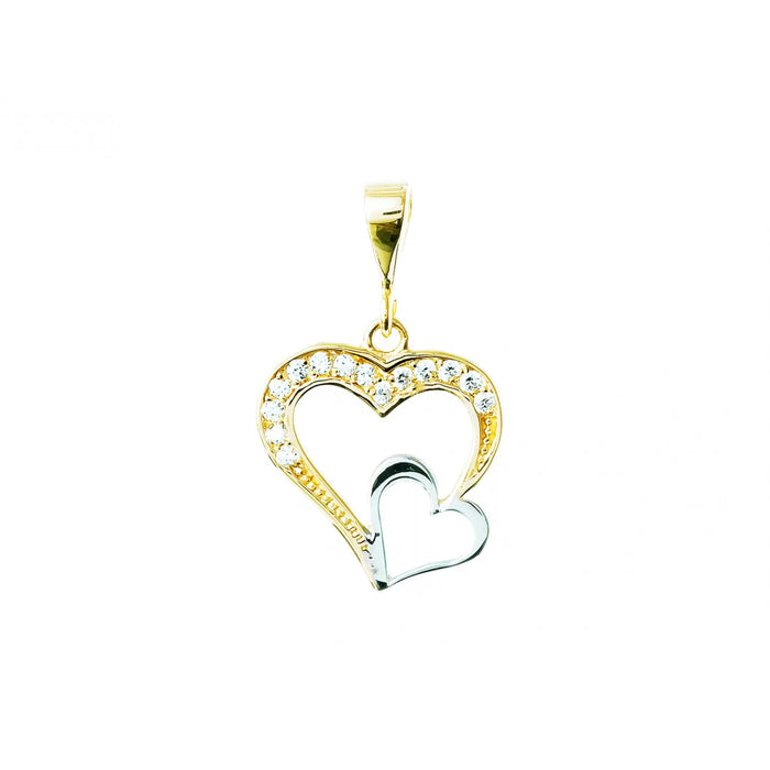 Pandantiv Elegant din Aur 8K în Formă de Inimă, cu Zirconii Albe - 2.1181