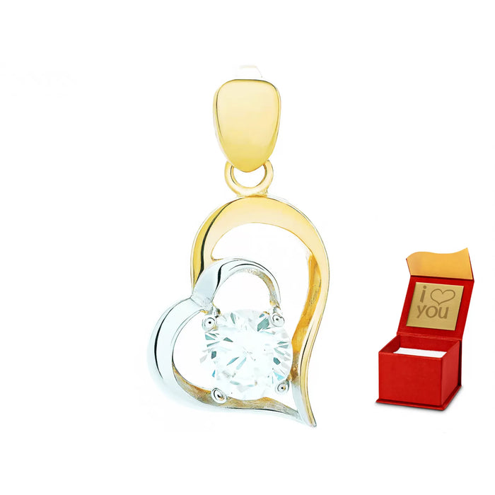 Pandantiv Aur 8K Inimă cu Piatră Mare, Model 3.2341