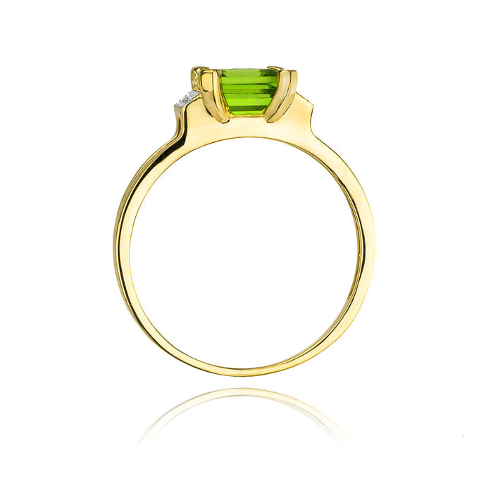 Inel Aur 14k cu Peridot 1.10 ct si Diamante Naturale 0.03 ct