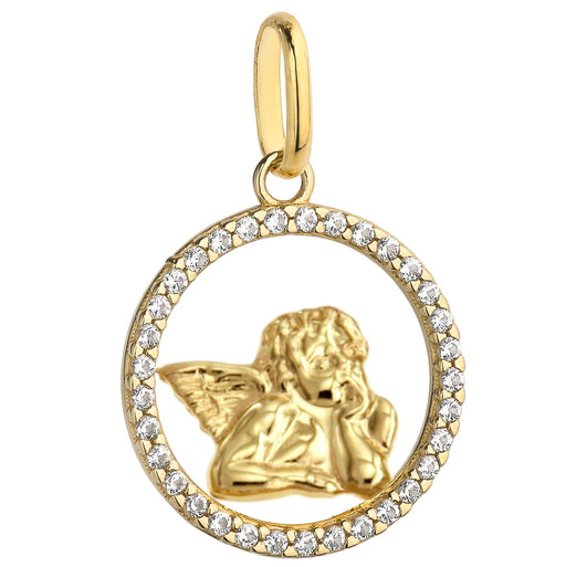 Medalion Înger Aur 14K Cu Zirconii