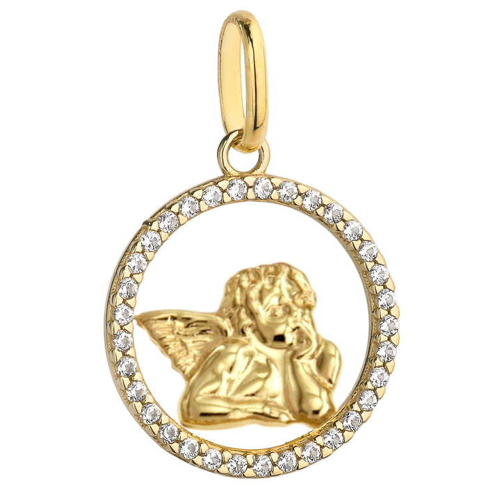 Medalion Înger Aur 14K Cu Zirconii