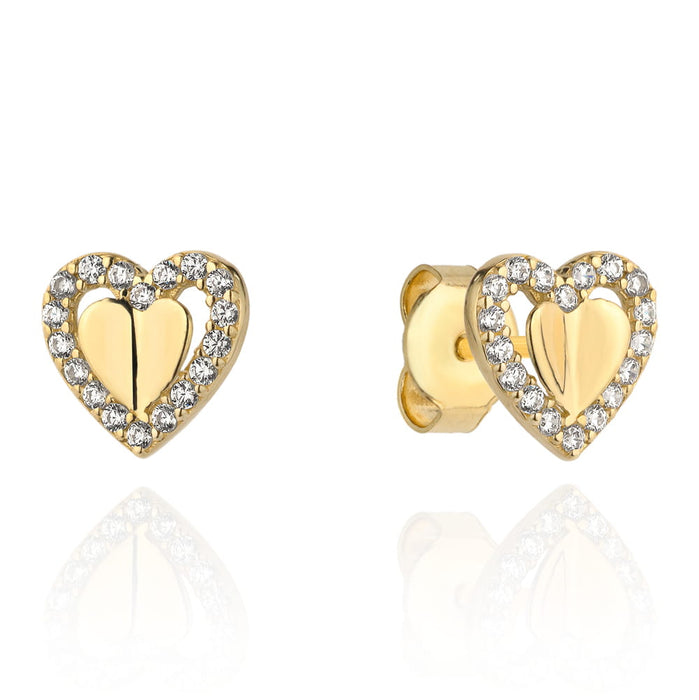 Cercei inimioare din Aur 14k cu Zirconi