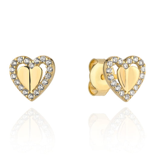 Cercei inimioare din Aur 14k cu Zirconi