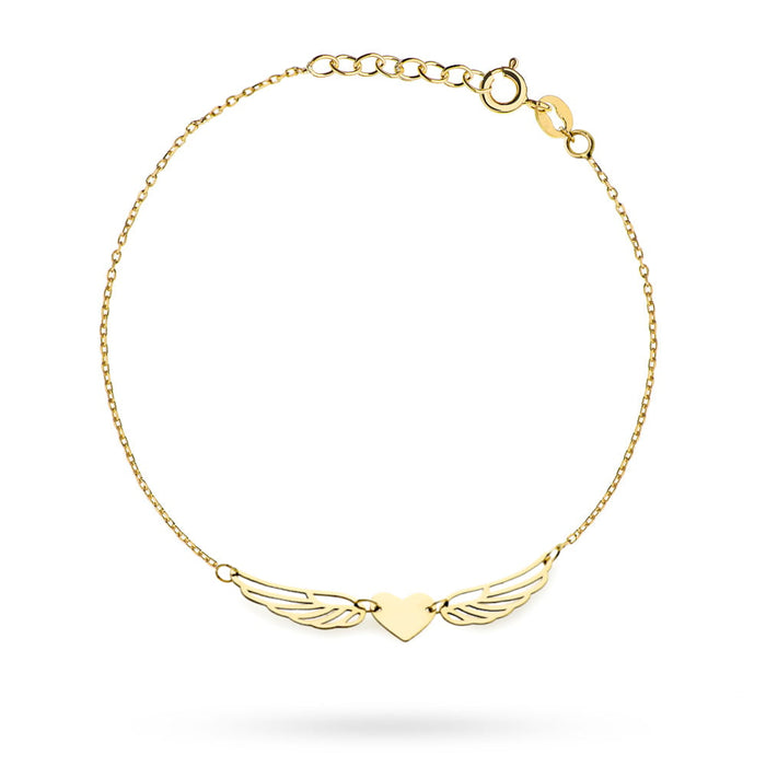 Brățară Delicată Inimă cu Aripi din Aur 14K