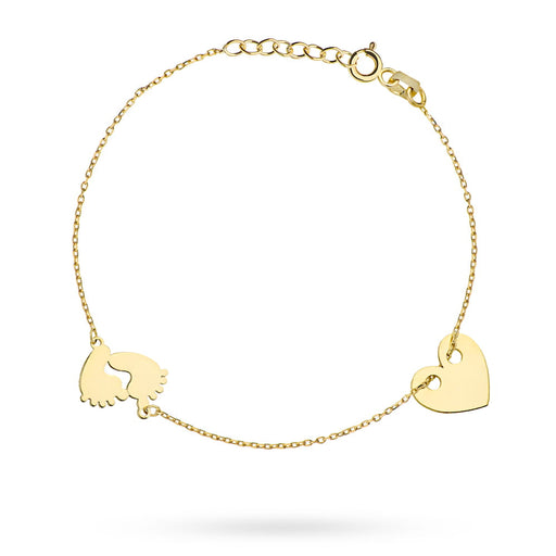 Brățară Aur Cu Pandantive Inimioară Și Piciorușe