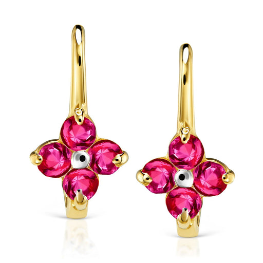 Cercei Aur 8K Mici Floricele cu Rubin 3.2375ct