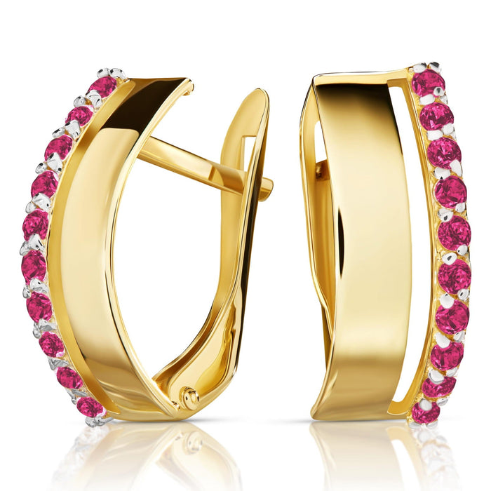 Cercei din Aur 8K Lana cu Pietre Rubin, 3.2497cz