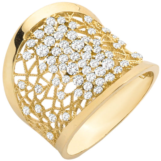 Inel Din Aur Așternut Cu Zirconii Albe