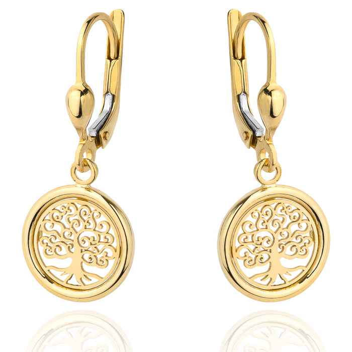 Cercei Aur 14k cu Copacul Vietii Ajurat