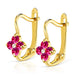 Cercei Aur 8K Mici Floricele cu Rubin 3.2375ct