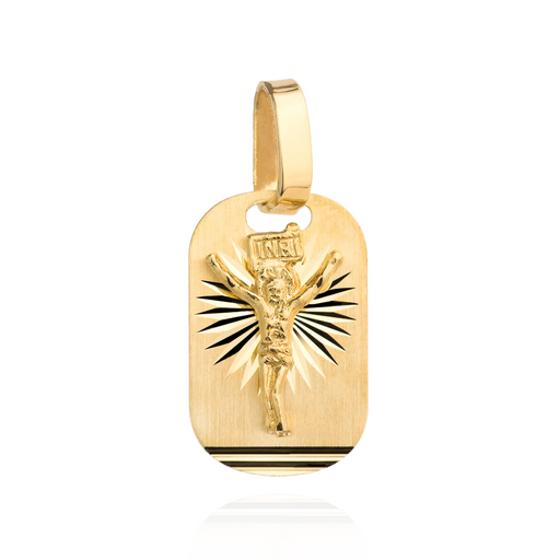 Medalion Placuta Aur 14k cu Iisus Hristos Rastignit