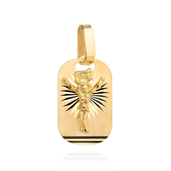 Medalion Placuta Aur 14k cu Iisus Hristos Rastignit