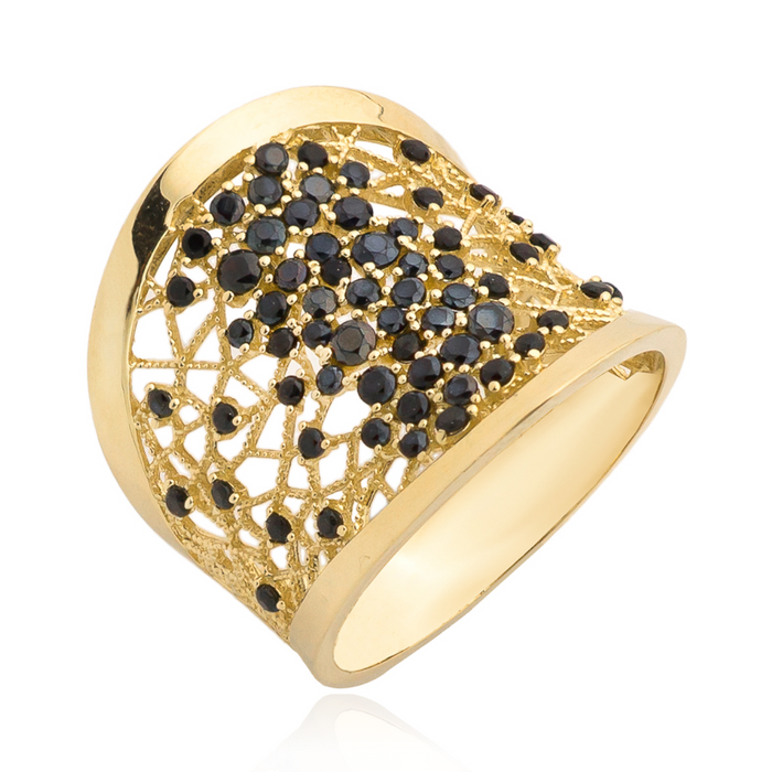 Inel din Aur cu Zirconi Negri - Aur 14k