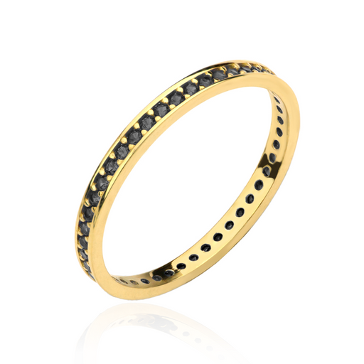 Inel Elegant din Aur 14K cu Pietre Negre