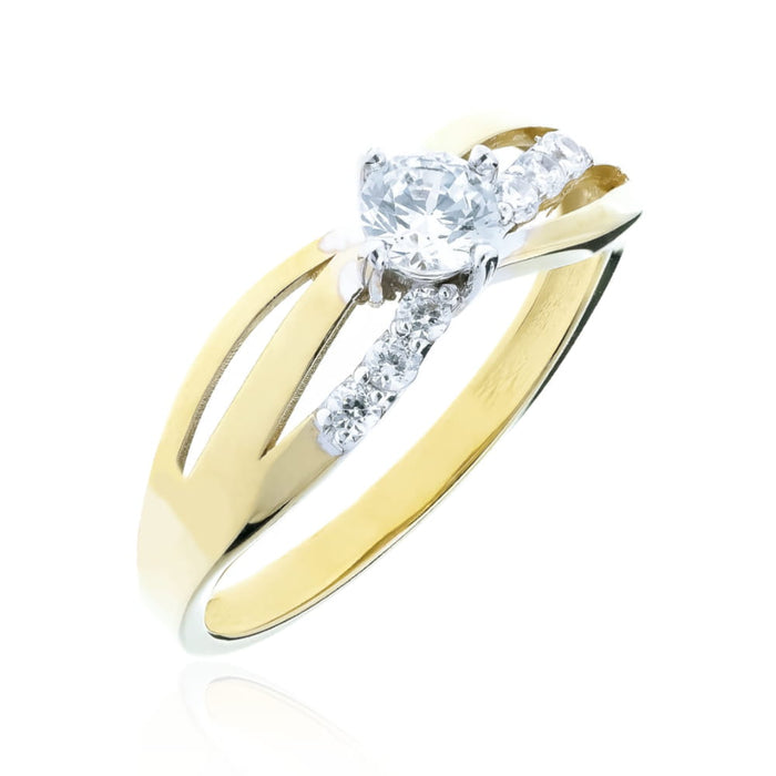 Inel Modern Elegant Aur 8K Cu Zirconii