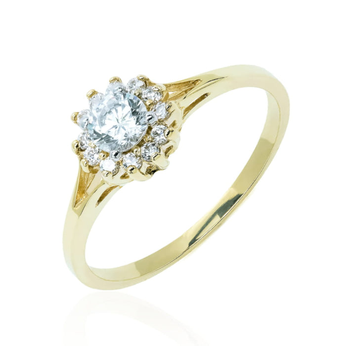 Inel Aur 8K Floare Elegant Cu Zirconii