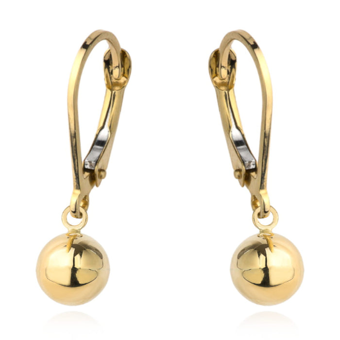 Cercei din aur cu bilă simplă cu închidere englezească