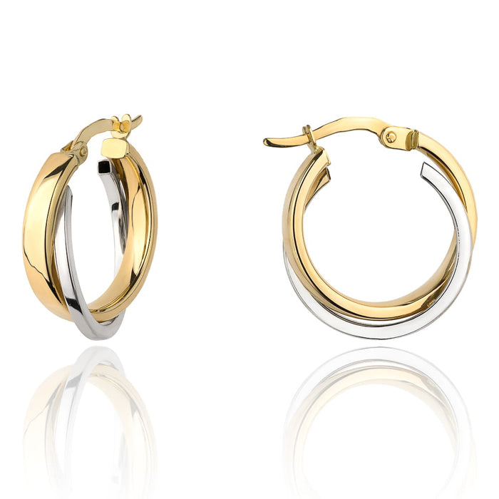 Cercei din aur cu cercuri, împodobiți cu aur alb