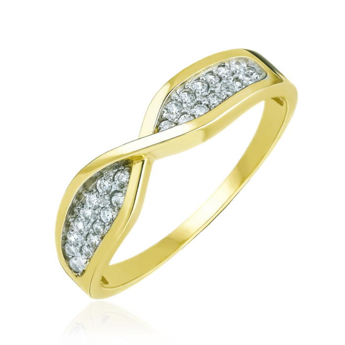 Inel Aur 8K Împletit cu Zirconiu Elegant