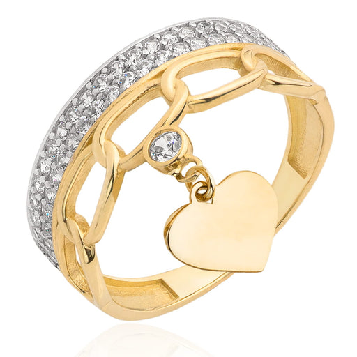 Inel Aur 14k cu Zirconii si Inima