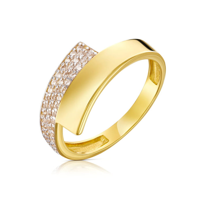 Inel Aur 8K Asimetric cu Zirconii - Design Elegant