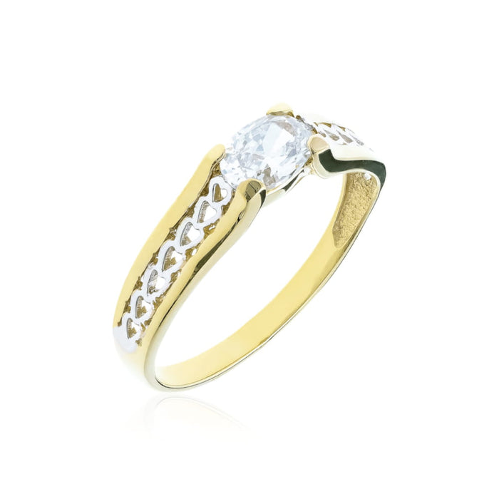 Inel Aur 8K Model Ajour Cu Inimioare