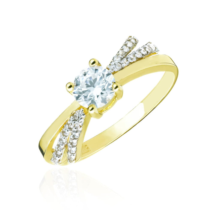 Inel Aur 8K cu Zirconii - Design Împletit Elegant