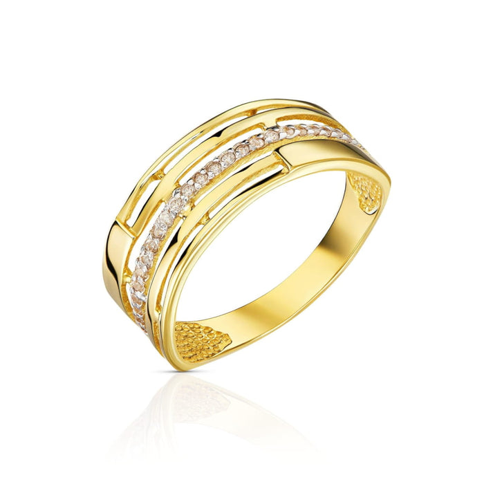 Inel Aur 8K: Banda Lată, Detaliu Elegant cu Zirconiu